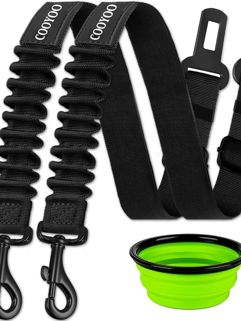 COOYOO Dog Seat Belt Set Adjustable Retractable Pet Car Safety Harness